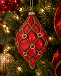 100mm Red Glass Finial with Red and Clear Rhinestones