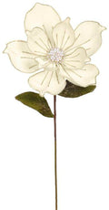 24" Jeweled Ivory Magnolia Stem