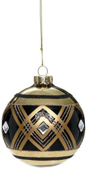 4" Geometric Jeweled Ball Ornament Style 1