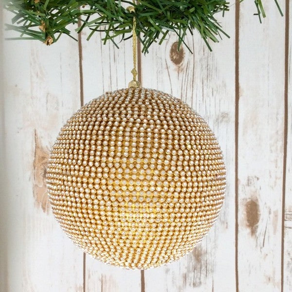 4" Gold Crystal Ball Ornament