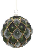 4" Emerald Green Quilted Ball Ornament