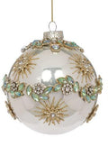 4" Floral Jeweled Ball Ornament
