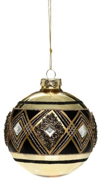 4" Geometric Jeweled Ball Ornament Style 2