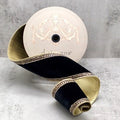 4" x 5yds Black Crystal Jewel Side Trim Gold Back