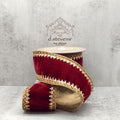 4" x 5yds Ruby Velvet with Gold Jewel Side Trim