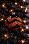 Black and Orange Glitter Onion Shaped Ornament 4"