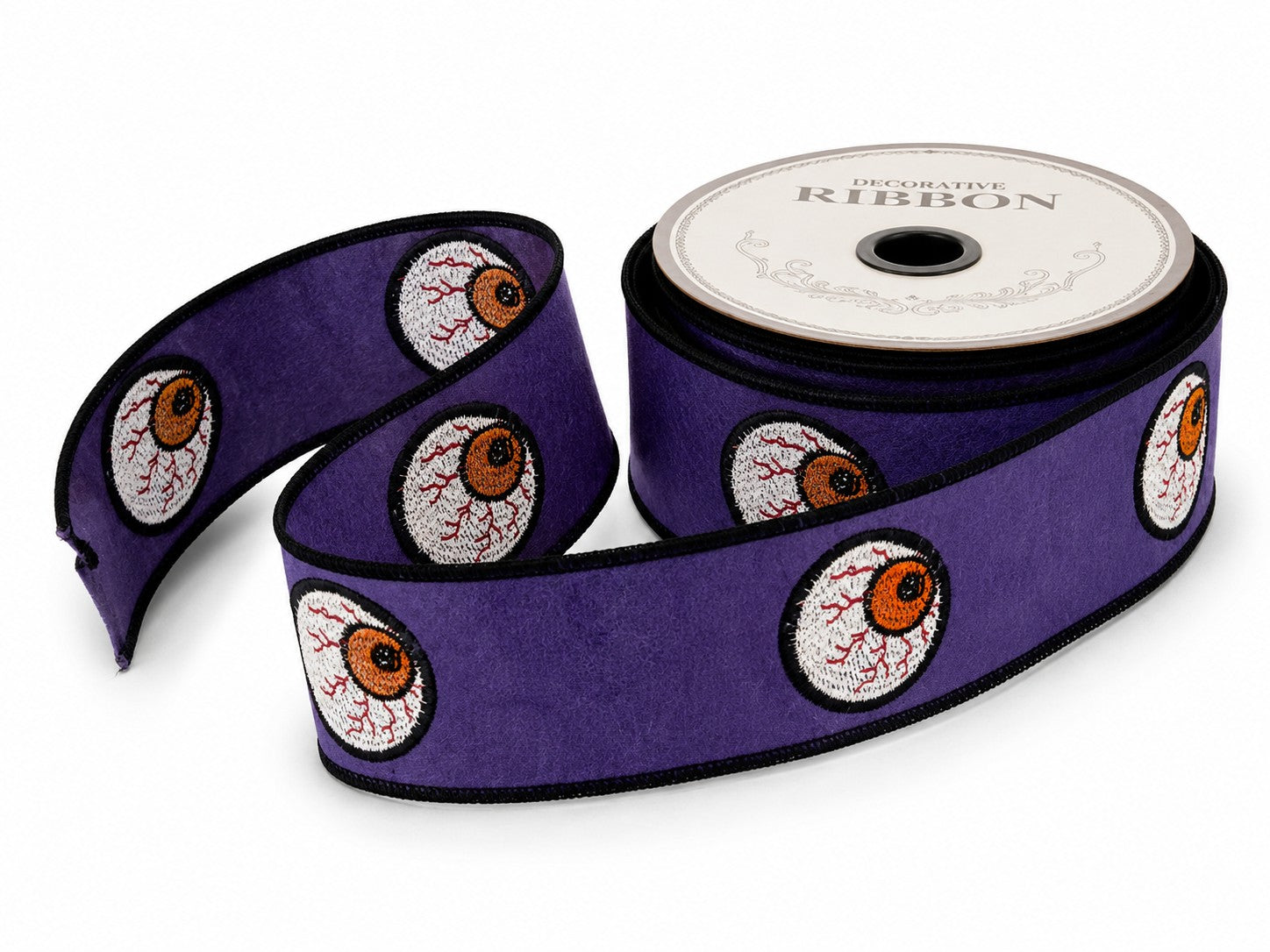Purple and Black Spooky Eyeballs Halloween 2" x 5 yard