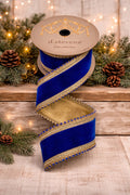Royal Blue Velvet with Jewel Edges 2.5" x 5 yards