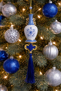 Blue and White Vase with Flower 11"