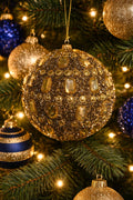 Gold Beaded & Jewel Ornament 5"