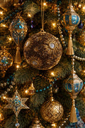 Gold beaded ornament 5"