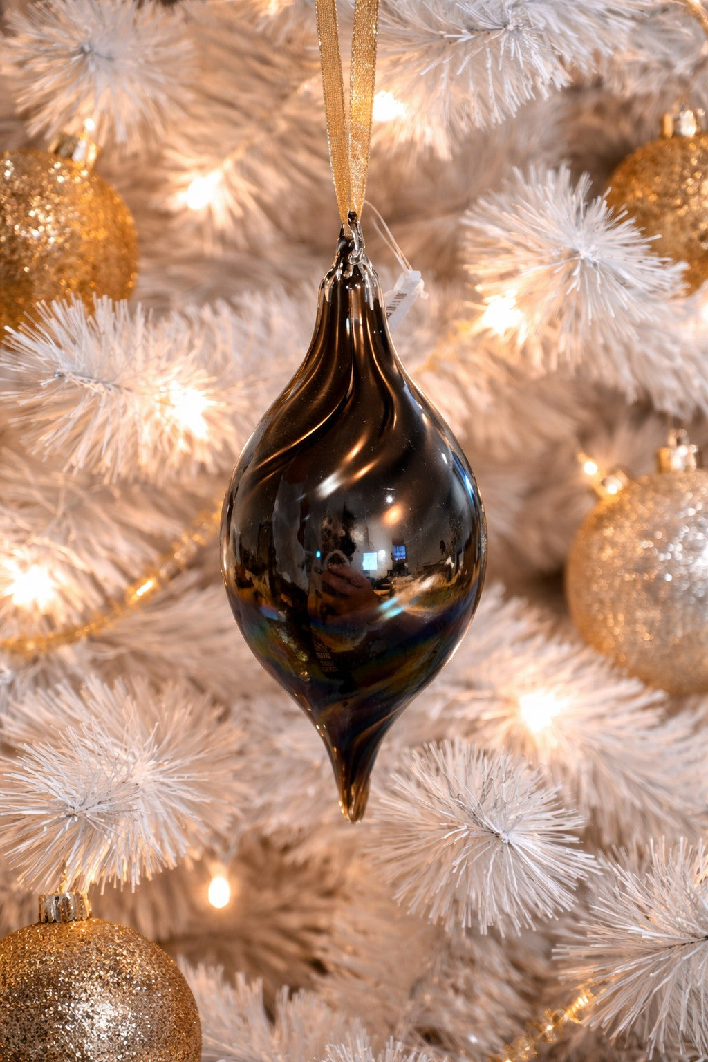 Deep Iridescent Brown Finial Ornament 4"