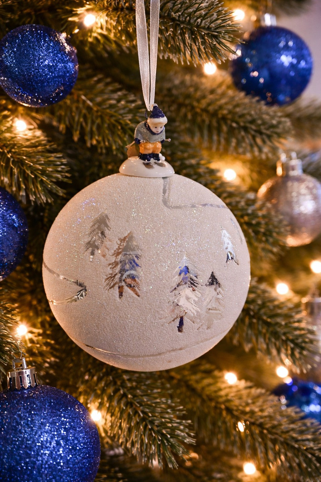Little Boy Skiing Down Ornament 4"