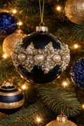 Pearl & Rhinestone Deep Blue Ornament 4"
